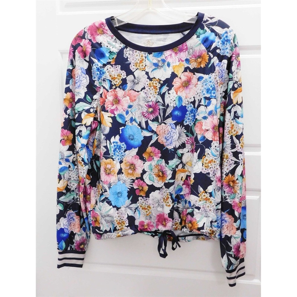 Johnny Was Floral Longsleeve Tie Bottom Blouse‎ Fall Dance sz XS